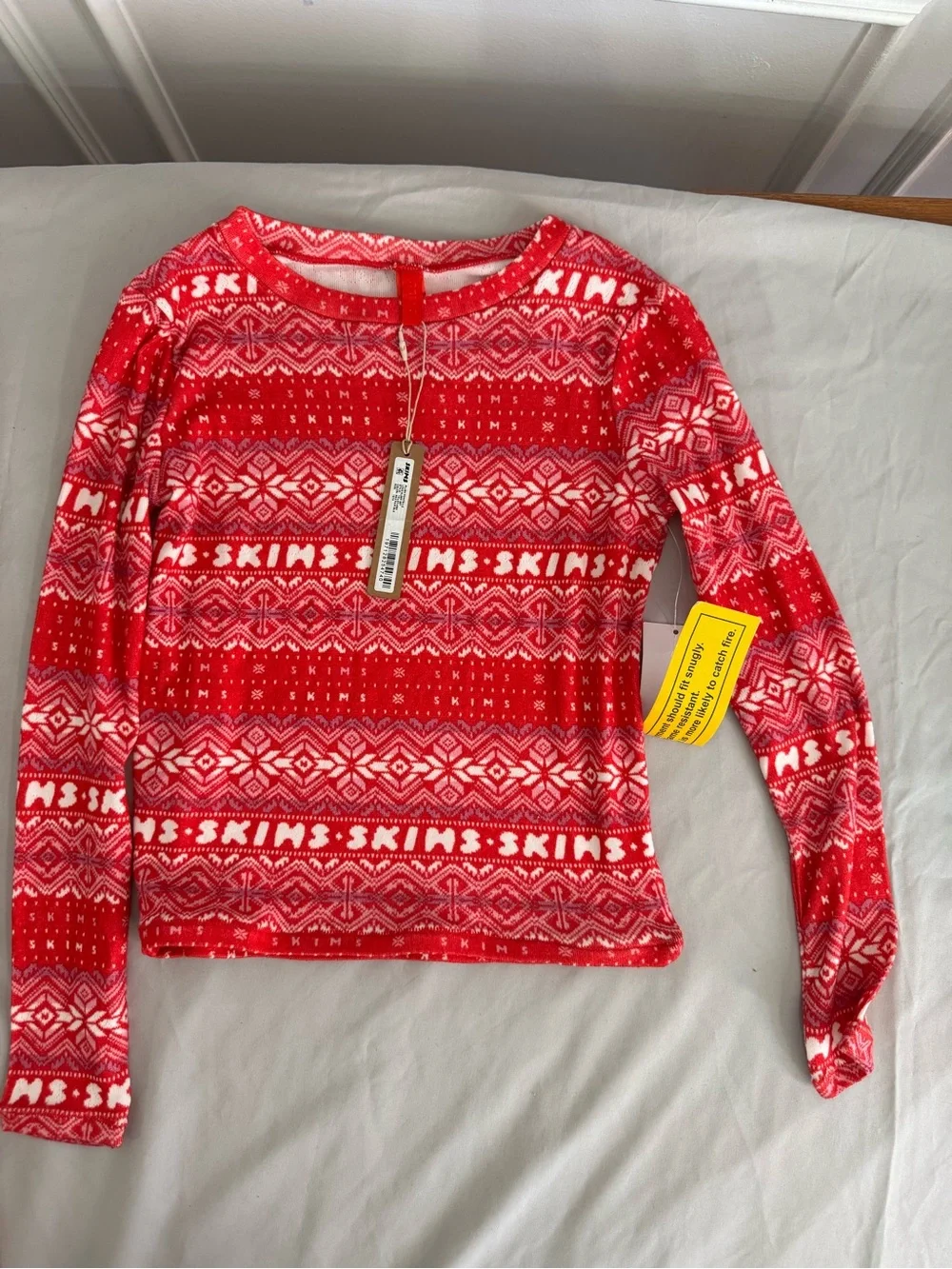 SKIMS Kids Red Fair Isle Pajama Set